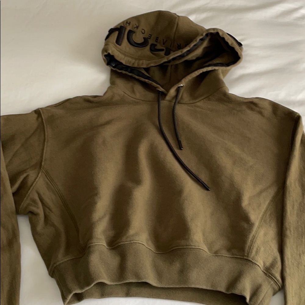 Reebok Vict Beckham crop olive green sweatshirt